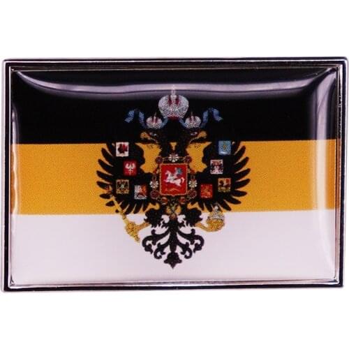 Ceremonial Flag of Russian Empire 1858-1896 (with coat of arms) Enamel Pin Double-headed Eagle Badge