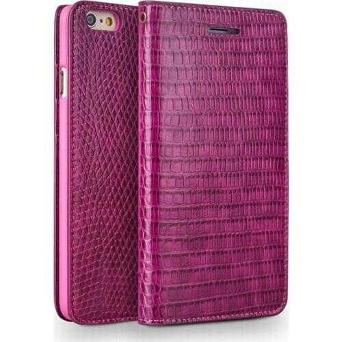 QIALINO Genuine Leather Phone Case for iPhone 6 6S 4.7 inch Fashion&Sexy Crocodile pattern Wallet Flip Cover for iPhone6 6S Plus