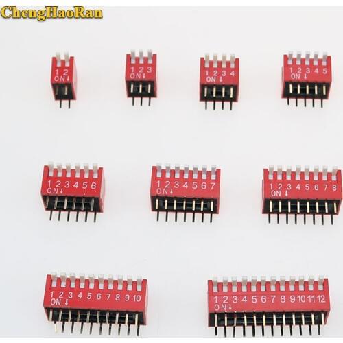 ChengHaoRan Slide Type Switch Module 2 3 4 5 6 7 8 10 12 PIN Position Way DIP Red Pitch Toggle Switch Snap Switch Dial Switch