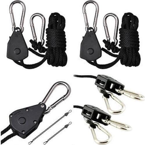 150lb 1/8 Inch Nylon Rope Ratchet Yoyo Hangers for Grow Tent Room Fan Carbon Filter Grow Light
