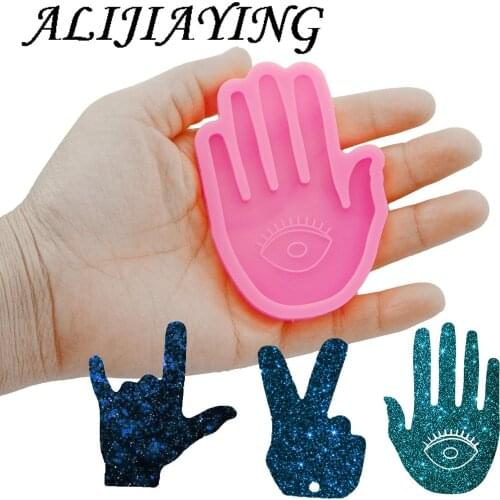 DY0118 Shiny Hand I Love You Sign Language Silicone Mould Resin Craft DIY Epoxy Making Jewelry Keychain Molds