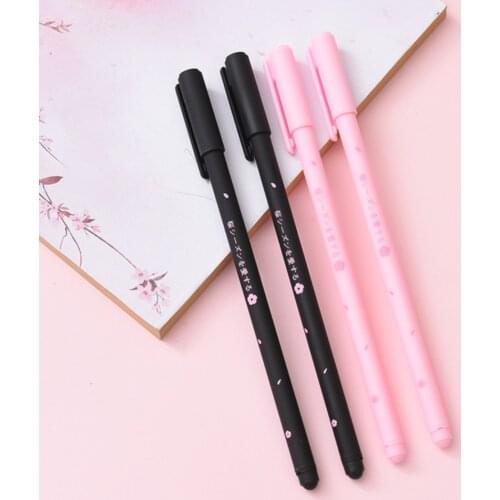 Ellen Brook 1 PCS Romantic Sakura Rollerball Pen School Office Supply Student Stationery Signing Pen Black Ink 0.38mm Gel Pen