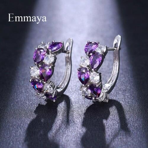 Emmaya Exquisite Stud Earring Monalisa Style Two Colors With Cubic Zircon For Women And Ladies Elegant Gift In Fashion Party