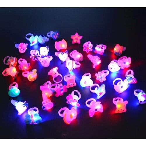 Cartoon Luminous Rings LED Flashing Light up Finger Ring Cartoon Lighted Party Toys For Kids Party Supplies Randomly 30/50/100