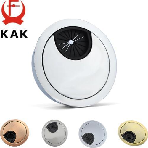 KAK Zinc Alloy Desk Wire Hole Cover Base Computer Grommet Table Cable Outlet Port Surface Line Box Organizer Furniture Hardware