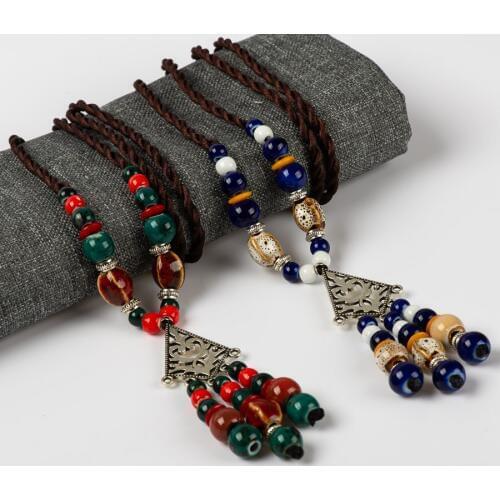 Chinese Ancient Way Ceramic Beads Necklace Jewelry DIY fashion Necklaces For Women #GY523