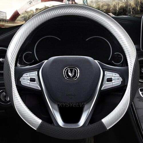 Carbon Fiber Leather Car Steering Wheel Cover Anti-Slip for Changan CS95 CS85 CS75 CS55 CS35 CS15 EADO Auto Accessories
