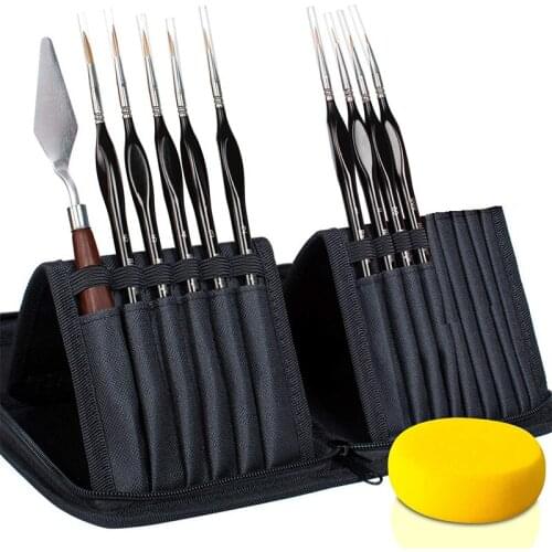 Paint Brush Set, 9Pcs Miniature Brushes Painting Kit Ergonomic Triangular Handle for Acrylic, Watercolor, Oil
