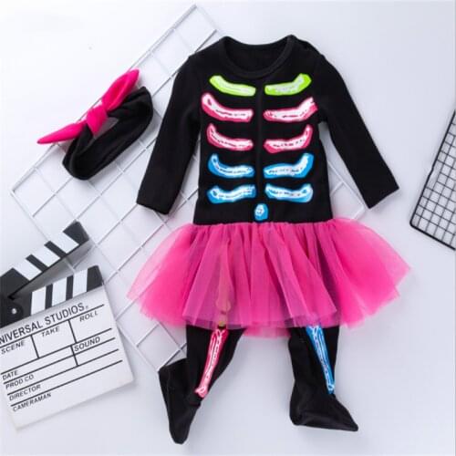 Trendy Long - Sleeved Halloween One - Piece Childrens Clothing Autumn Girl Infant Baby Clothes Soft Plus Net Yarn Suit