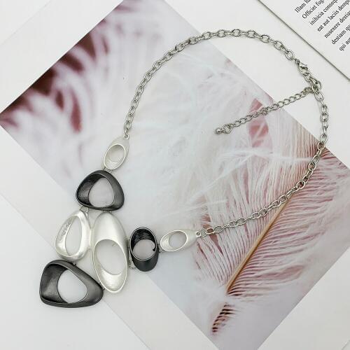 Fashion Circles Pendant Necklace Silver Color Chunky Chain Women Choker Maxi Collar Statement Necklaces 2018 Jewelry