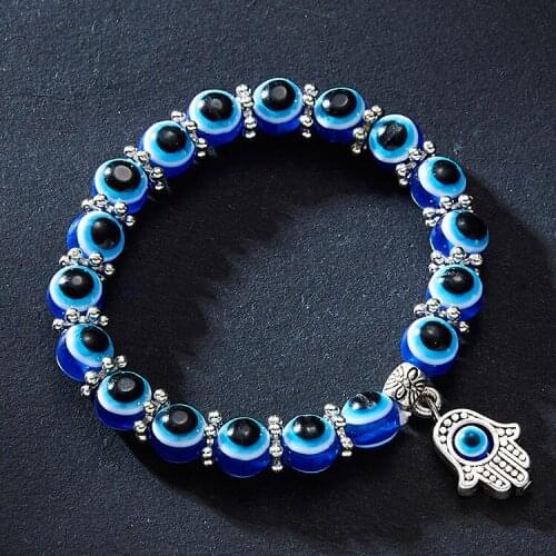 Fashion silver color blue eyes Timas hand bracelet wishing handmade bracelet ethnic style handmade jewelry