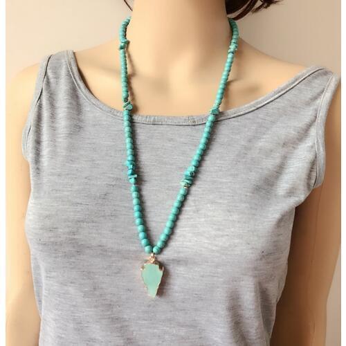 Natural Stone Fashion Triangle Pendant Necklace