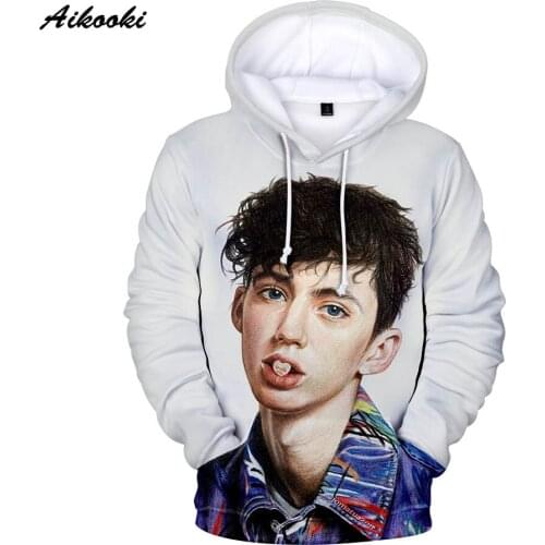 Aikooki Troye Sivan Hoodies Men teenage White hoodSweatshirts Autumn /winter Hooded Troye Sivan Polluver Singer Boys Cool Design