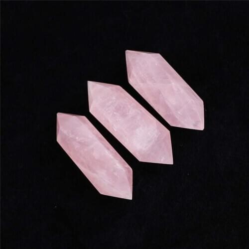 Natural pink rose quartz Obelisk double point crystal healing wand for home decoration