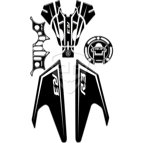 New pattern motorcycle 3D Black White tank buffer pad protection decal protective sticker for Yamaha YZF R3 YZFR3 2019