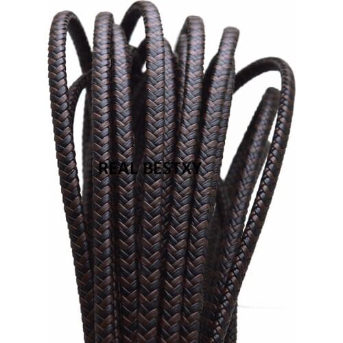2m/lot approx 6*4mm black brown braided Leather Cord Bracelet Necklace Findings Leather Rope String DIY Jewelry Accessories diy