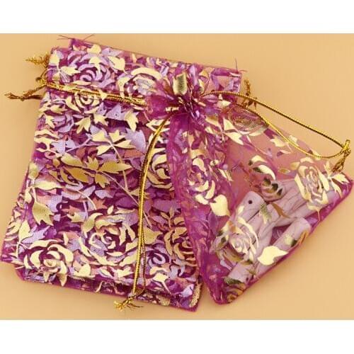 Jewelry Gift Organza Bags Bolsa Comida Casamento Decoration Gift Bags Hot Pink Rose Bags 200pcs/lot Wholesale