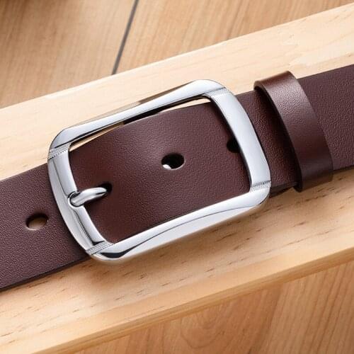 Mens Leather Belt Cowhide Fashion Simple Business Pin Buckle High Quality Cow Genuine Luxury Designer 2021 New Waistband Male