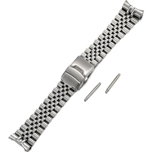 22mm 316L Stainless Steel Jubilee Solid Curved End Deployment Buckle Watch Strap Band Bracelet Fit For SKX007 Watch