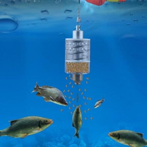 Fishing Feeder Automatic Tackle Stainless Steel Trap Spring Cage Bait Container