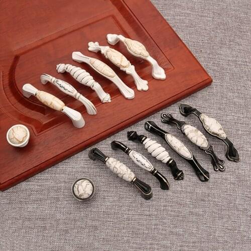 Rural European Furniture Cabinet Drawer Handle Zinc Kitchen Cupboard Wardrobe Dresser Door Pull Hardware Closet Knob Ceramic