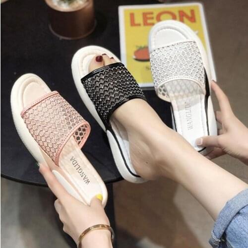 Slippers Female Shoes 2021 Summer Women Sandals New Casual Mesh Thick Bottom Slides Fashion Open-Toed Platform Beach Flip Flops