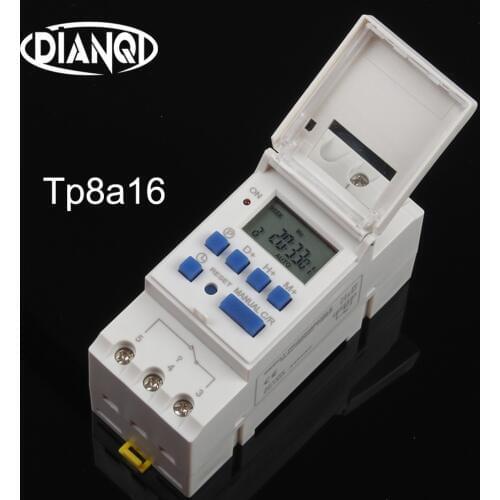Timer switch din rail digital TP8A16 weekly programmable electronic microcomputer time switch 220V 230V 6A-30A AC bell ring