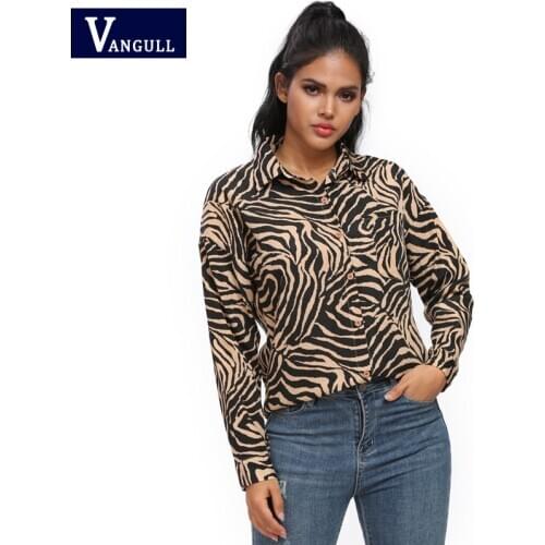 Vangull Women Vintage Striped Chiffon shirt Spring New Long sleeve Turn-down collar Buttons top Loose Office lady Casual shirt