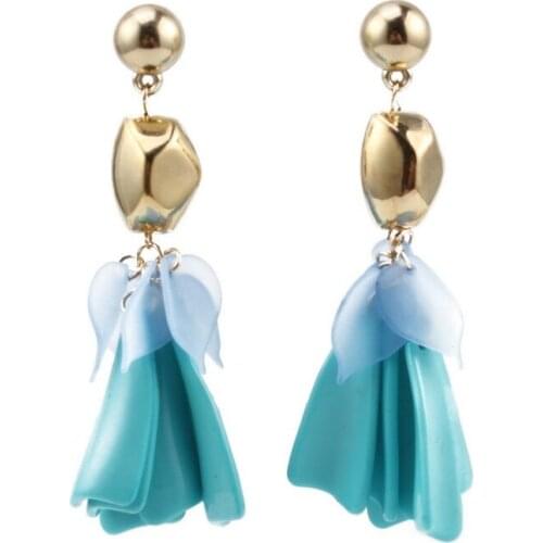 Gold Color Ball Chunky Leaf Pendant Drop Statement Earrings for Women Florate Brand Fashion New Acrylic Dangle Earrings Jewelry