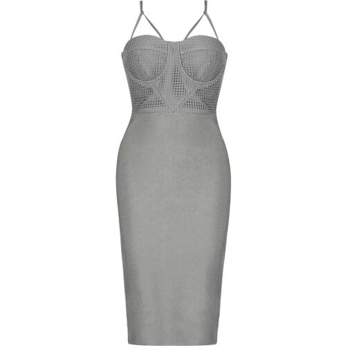 2021 New Arrival Bandage Dress Women Bodycon Sexy Spaghetti Strap Summer Club Celebrity Party Dress Elegant Clothes