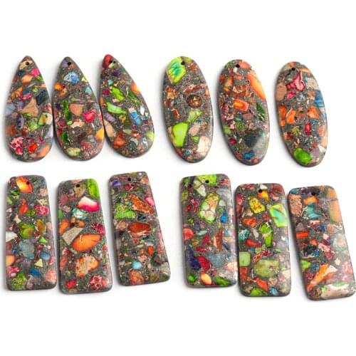 1PCS Colorful Emperor Stone Pendant Natural Stone Single Hole Pendants Charms Necklace Bracelet For DIY Jewelry Making