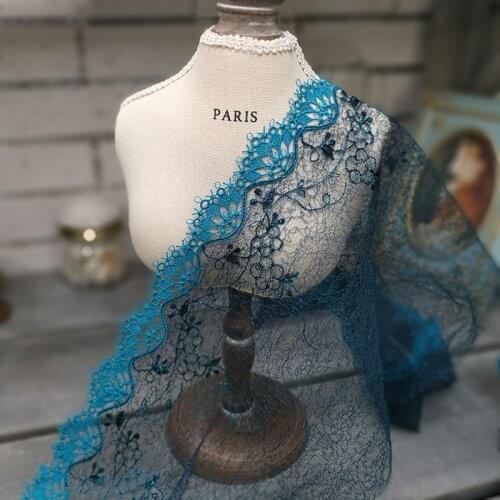 2Meters Soft Blue Embroidery Lace Trim Tulle Mesh For Lingerie Bra Underwear Wedding Dolls Dress Clothing Sewing Fabric