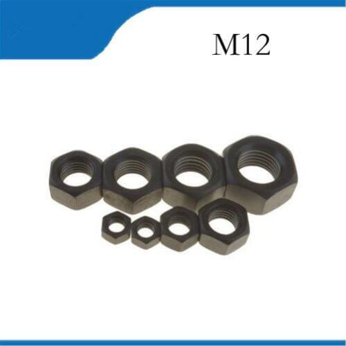 20pcs M12 Hex Nut High Quality Carbon Steel Grade 8 Black Hex Nutsert Stainless Thread Nutstainless bolts,nails