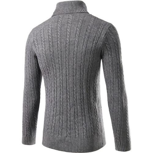2019 New Casual Mens Autumn Winter Long Sleeve Slim Thick Warm Sweaters Turtleneck Sweaters Pullover Knitwear