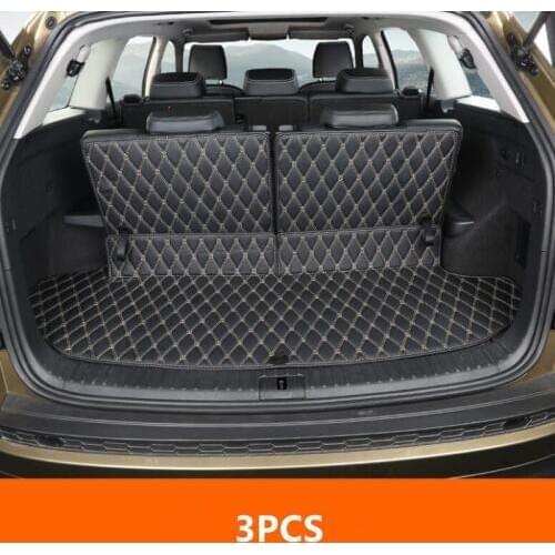 3PCS Car Styling Cargo Liner Car Trunk Mat Carpet Interior Floor Mats Leather Pad Fit For Skoda Kodiaq 2017 Auto Accessories