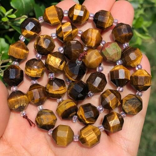 8/10MM Natural Faceted Yellow Tiger Eye Stone Loose Spacer Beads For Jewelry Making Handmade DIY Charm Bracelet Necklace