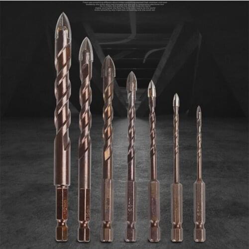 8 Pcs Triangle Porcelain Stone Drill Bit Hole Opener Cross Hex Tile Drill Bits Hard Alloy For Glass Ceramic Concrete Hole Opener