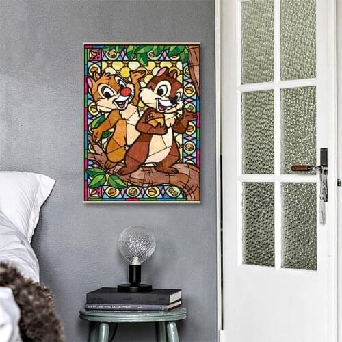 Diamond Painting DIY Round Diamond Embroidery Chip 'n' Dale Disney Cartoon Series Character Mosaic Painting Home Decoration Gift
