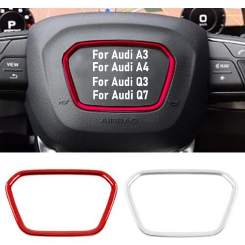 Wooeight Car Steering Wheel Center Logo Cover Trim Frame Decorative Circle Sequins Sticker Fit For Audi A6L/A7/A8/S6 Q3/Q5L Q7