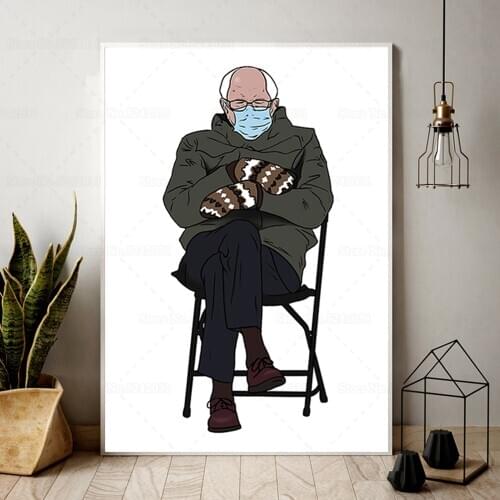 Bernie Sanders Mittens Poster Inauguration Day Bernie Canvas Painting Wall Art Decor