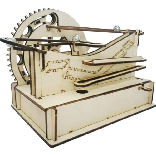 Wooden DIY Model Marble Run Racing Ball Zuma Mechanical Game Engineering Building Kits Assembly Educational Toys For Kids Adult