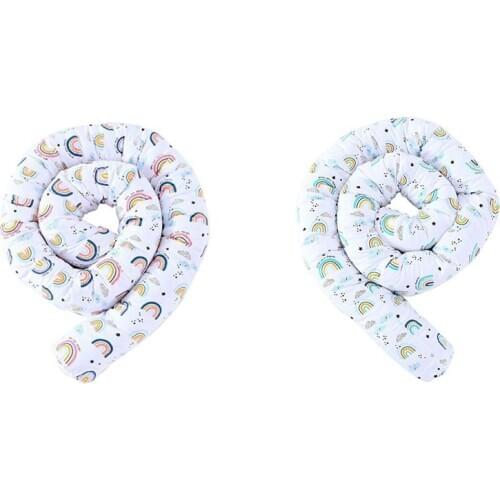 Baby Crib Bumper Pads Washable Newborn Cradle Protective Long Rainbow Pillow Cushion Infant Fence Kids Room Decor