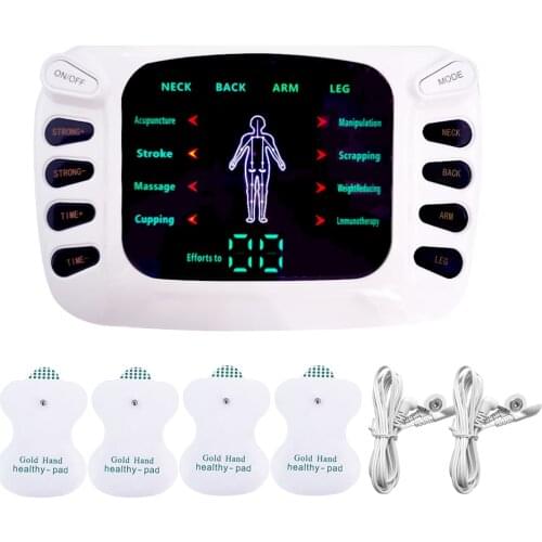 Electric Tens Muscle Stimulator Digital Muscle Therapy Full Body Massage Relax 4 Pads Pulse Ems Acupuncture Health Care Machine