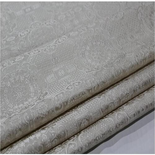 HLQON brocade yarn dyed beige fabric patchwork felt tissue telas bed sheet cheongsam dress children coat cloth 75cm width