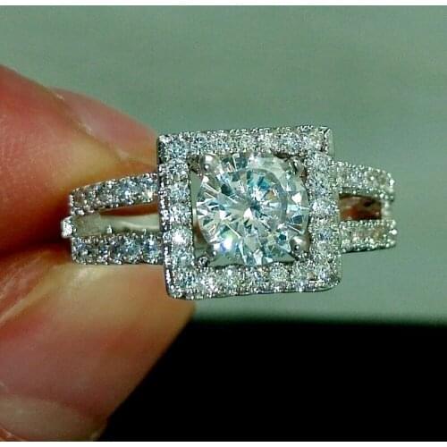 Huitan Personality Square Shape Finger Rings Women with Brilliant Cubic Zirconia Engagement Wedding Bands Jewelry Surprise Gifts