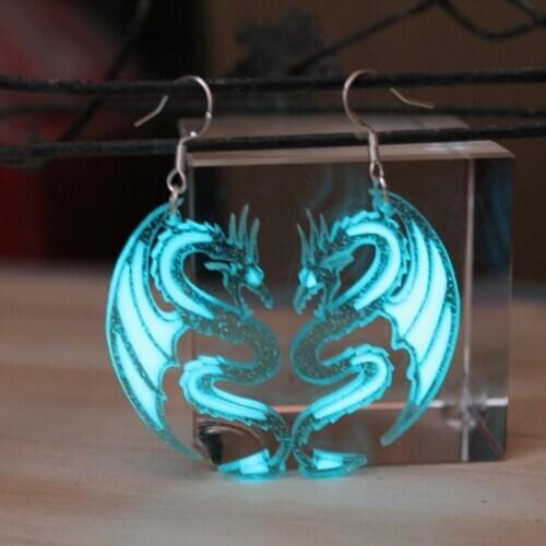 THE dragon Ear Cuff Ear Cuff GLOW in the DARK Flying Dragon Wings eardrop Transparent resin Clip Earrings WOMEN girl gift