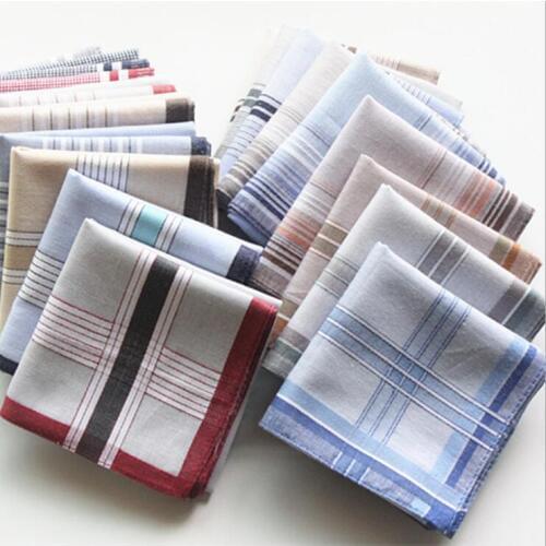 100% Cotton Handkerchief Plaid Pocket Square Handkerchief 6 Pcs/Lot