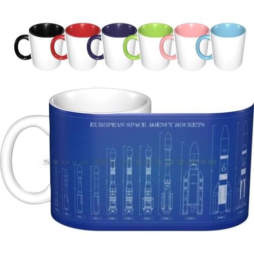 European Space Agency Rockets-Blueprint Ceramic Mugs Coffee Cups Milk Tea Mug Rockets Rocket Esa Engine Heavy Exploration Moon