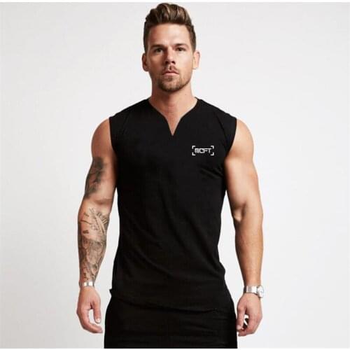 New Mens Sports Casual Workout Tank Top Musculation Gym Clothing Breathable Bodybuilding Fitness Singlets Sleeveless V-Neck Vest