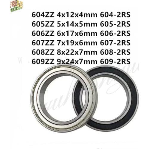 2/10X 604-2RS 605-2RS 606-2RS 607-2RS 608-2RS 609-2RS/ZZ Mini Bearing Deep Groove Rubber Sealed Miniature Bearing Ball Bearings